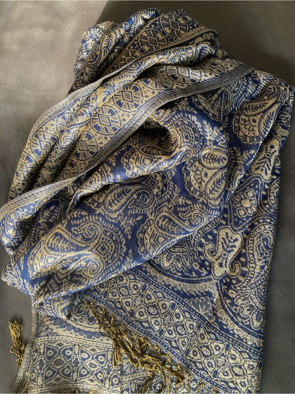 Pashmina Scarf Wrap, Shawl - Blue, Silver, Gold NWT